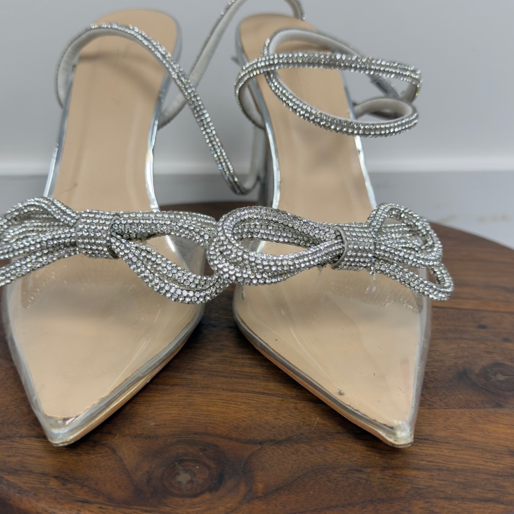 Anne Michelle Silver Rhinestone Bow‎ Heels - Picture 9 of 13